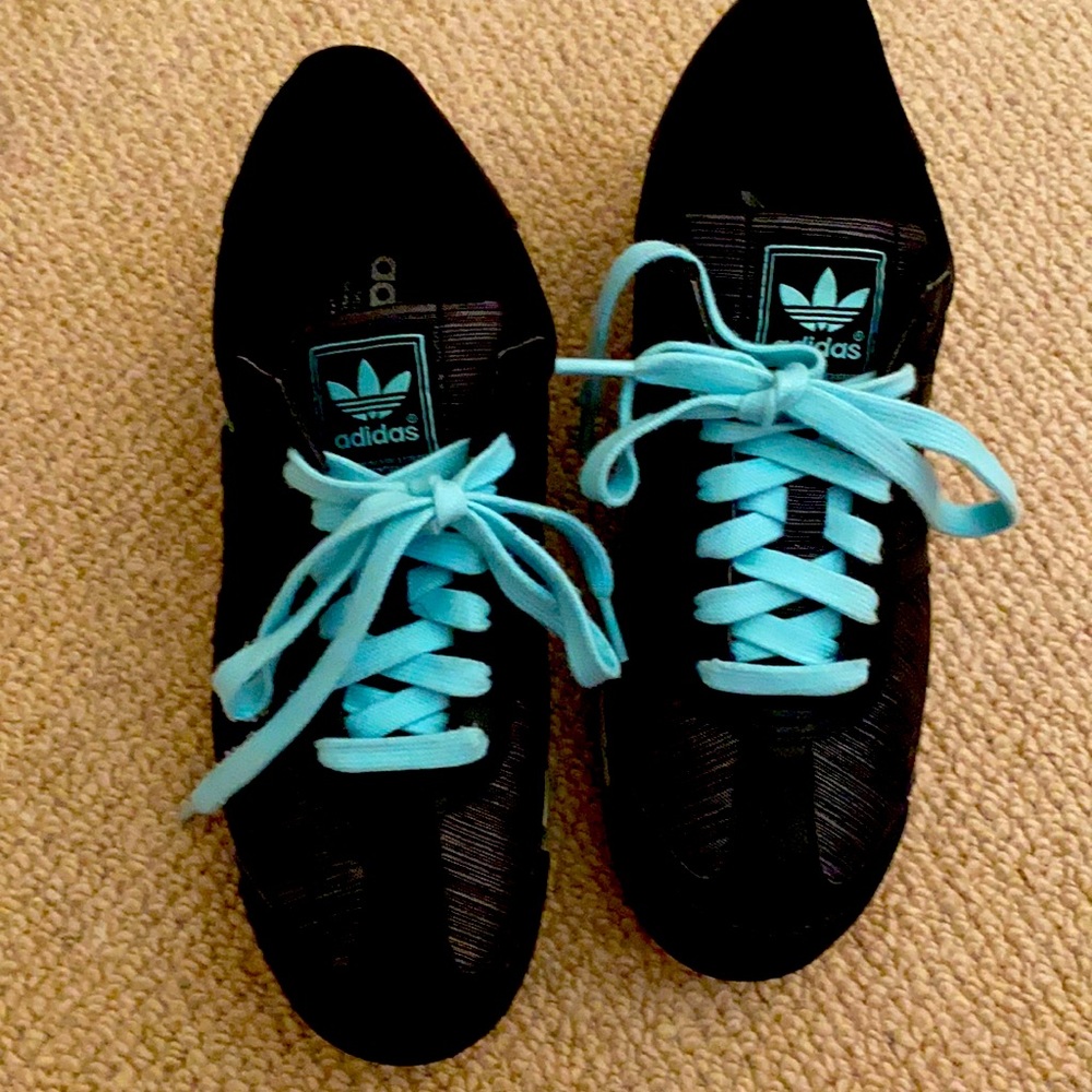 Samoa Tiffany blue and black adidas sneakers